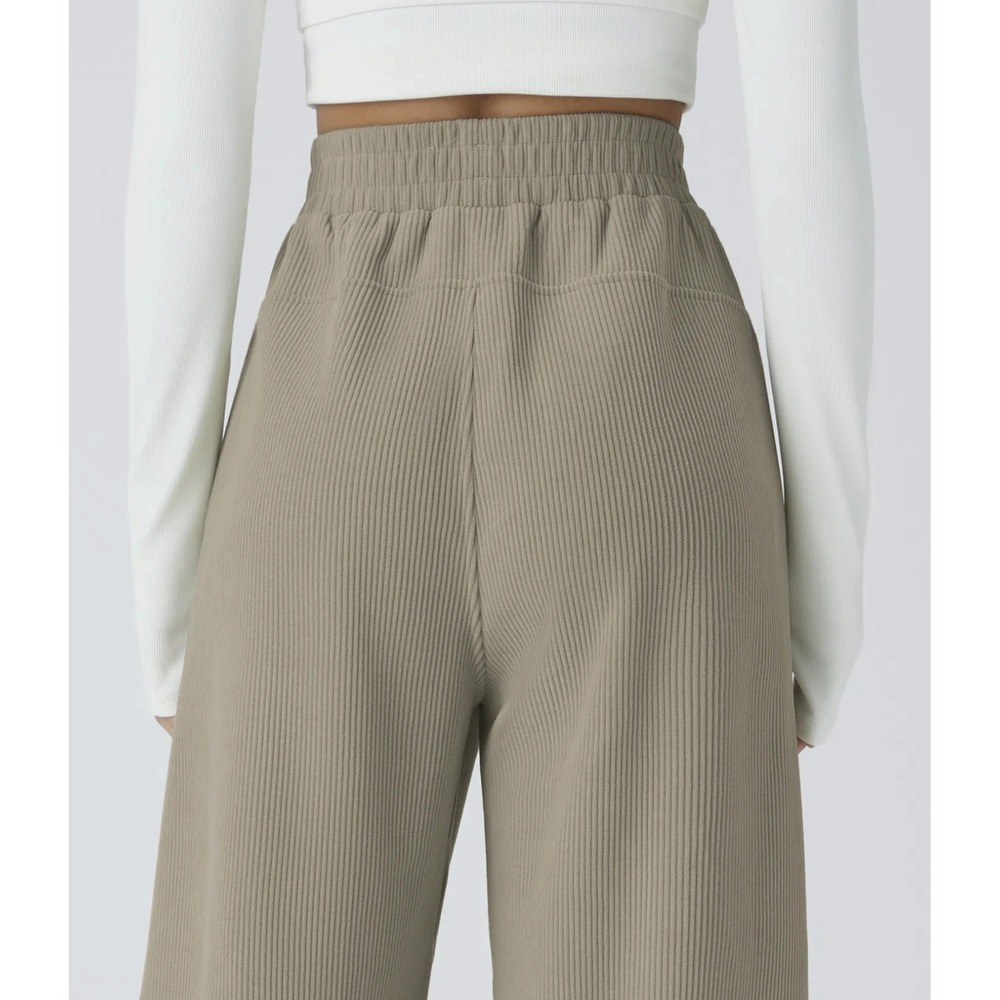 Halara High Waisted Pocket Straight Leg Mop Corduroy Casual Pants Beige Large - Picture 11 of 15